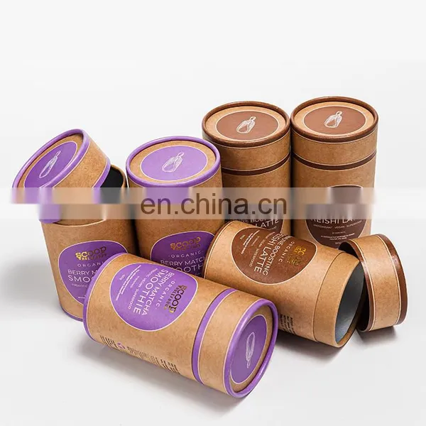 Biodegradable Custom Printed Protein Powder Pure Paper Round Cardboard Paper Tube Packaging Tube Box photo-3