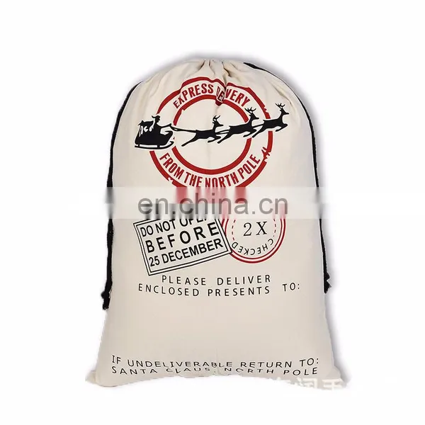 Eco Friendly Christmas Gift Canvas Cotton Bags For Christmas Tree Storage Candy Bag OEM Customized With Drawstring photo-3