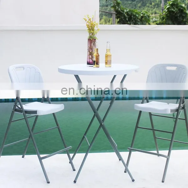 80x110cm Round Table Manufacturer Camping Wedding Party Hire Plastic Outdoor Catering Bar HDPE Folding Table photo-2