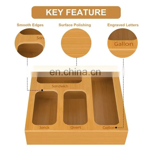 Wholesale Bamboo Plastic Baggie Ziplock Bag Kitchen Drawer Storage Organizer Laser Printing With 4 Holes photo-5