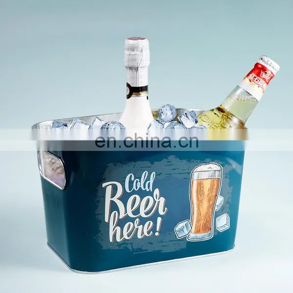 Brand New Party Luxury Tinplate Rectangular Wine Custom Champagne Cube Metal Beer Ice Bucket photo-3