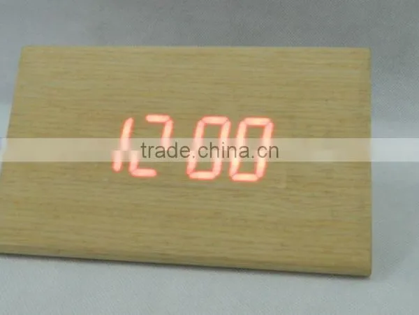 WL1227 Fashion Design Triangle Shape Wooden Digital Alarm Clock