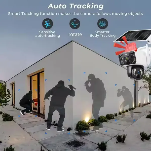 Solar Camera With Sounder WIFI 4G 6MP PTZ Wireless Video Camera Loud Sounder Theft Scare Off