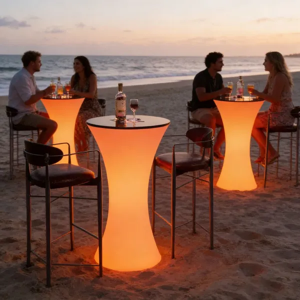Creative Modern LED Luminous Durable Water Resistant Eco-Friendly Bar Set Coffee Table Stool for Hotel Outdoor Gym Basement photo-4