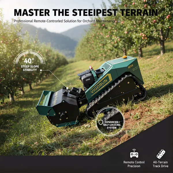 Vigorun Factory Direct RC Hammer Mower Mulcher с двигателем Loncin 48V, сервопривод, подъем на 40° для очистки участка от плотных кустов и саженцев