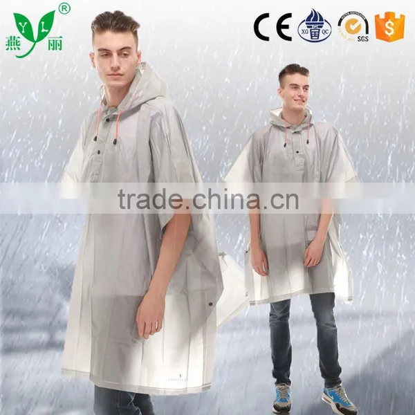 YANLI High Quality Fashion Plastic Silver Poncho Raincoat for Adult photo-2