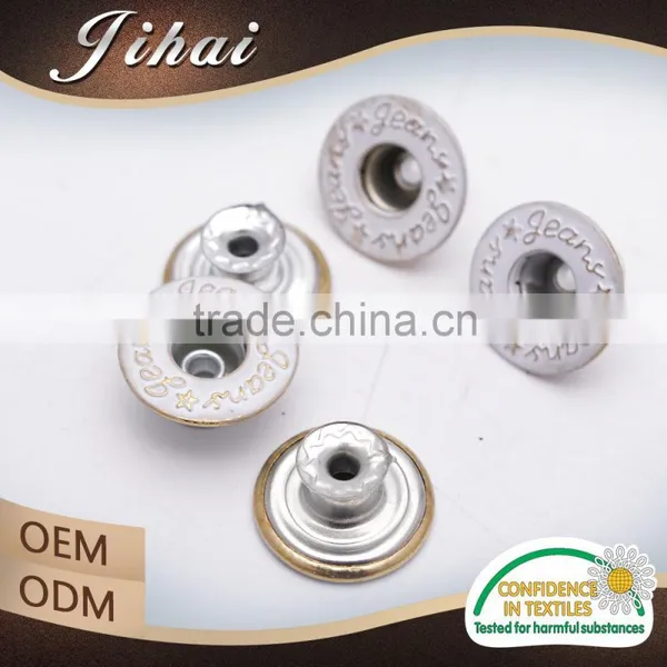 China New Custom Fabric Engraved Logo Metal Jeans Button photo-6