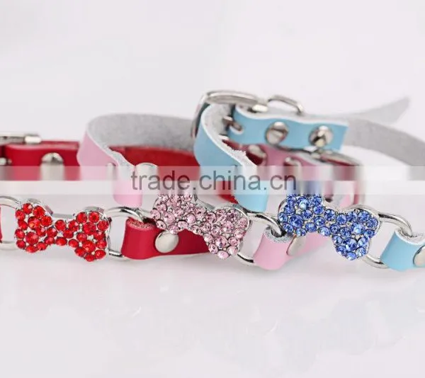 Wholesale Diamond Bone Leather Pet Collar Creative Dog Collars photo-2