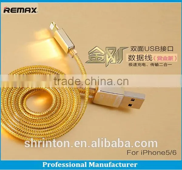 Remax Double Sided Gold Flat Data Cable for Iphone 5splus photo-2