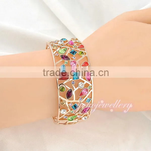 Statement Wholesale Jewellery Colorful Stone 18k Gold Bangle Saudi Arabia Jewelry photo-6