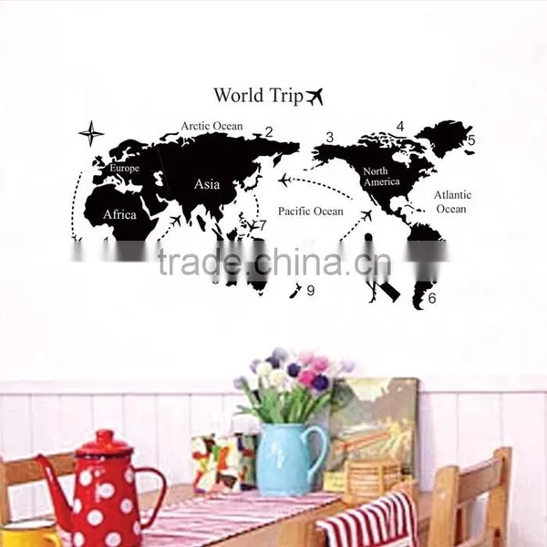 ALFOREVER Small Size Pvc Black World Trip Sticker,pvc World Trip Decals photo-2