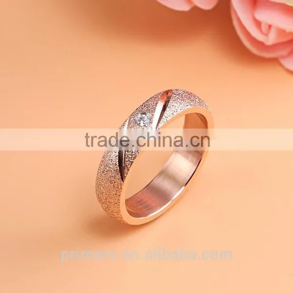 Hot Sale Jewelry Matte Texture 18k Rose Gold Plated Stainless Steel Single Stone Ring Designs photo-2