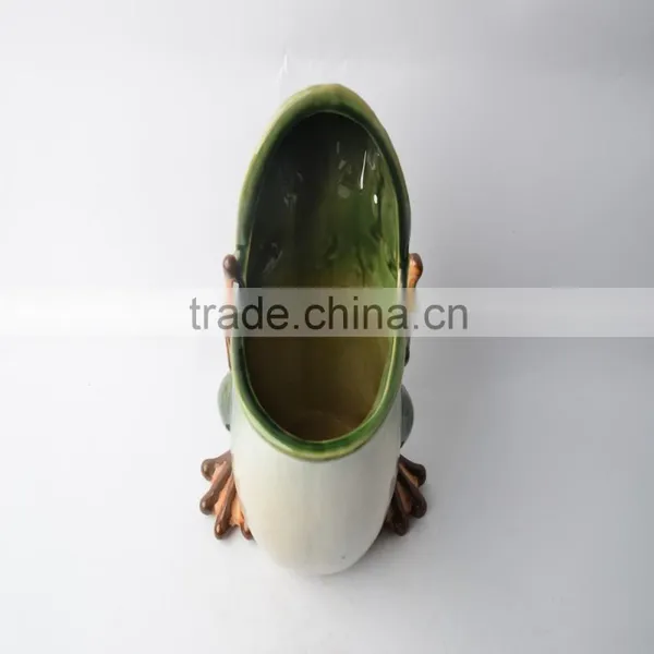 Personalized Ceramic Pen Holder of Wide Mouth Frog photo-3