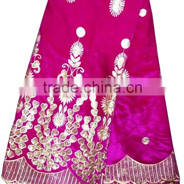 Classical Design Bule Color Indian Velvet Lace Fabric for Dress photo-6