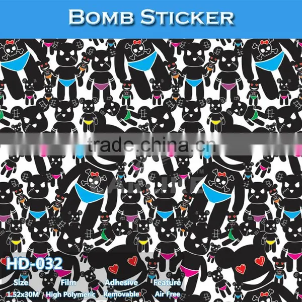 HD-033 CARLIKE Air Free Fashionable Car Wrapping Snoopy Printing Bomb Sticker Film photo-5