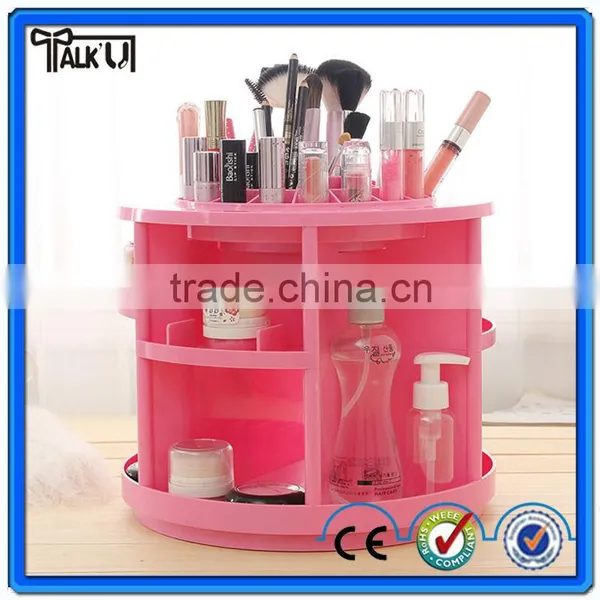 Hot Sell Pink Rotating Acrylic Cosmetic Organizer, Custom Plastic Storage Cosmetic Organizer photo-4