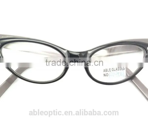 UNIQUE Fox Eye Shape Fashion Design Student Acetate Hand Made Spectacles Optical Frames Eyewear Eyeglasses With Diamond photo-4