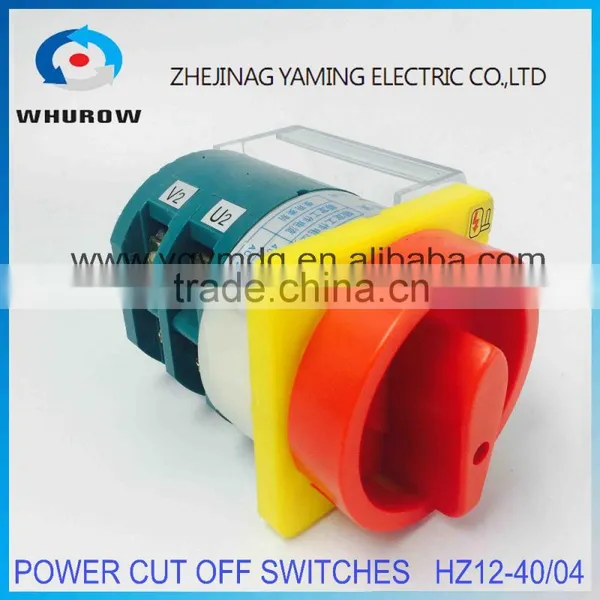 Power Cutoff Switch HZ12-40/04 Rotary Cam Changeover Switch 2 Position 2 Poles AC380V 40A 8 Terminals Splash Proof Safety Cover