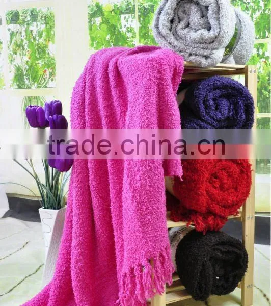 Soft Fluffy 100% Polyester Knitting Home Bed Throw Blanket