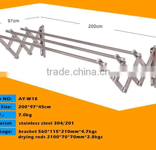 Stainless Steel Push-pull Wall Mounted Folding Clothes Drying Rack photo-6