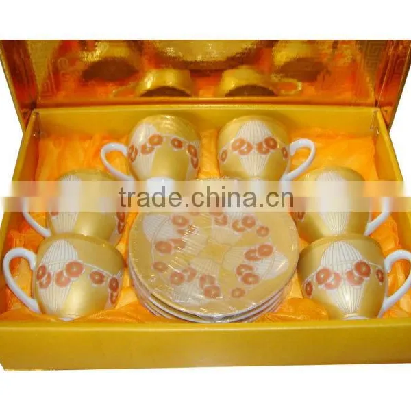Elegant Golden Design 80cc Porcelain Coffee Cup With Gift Box Packing photo-3