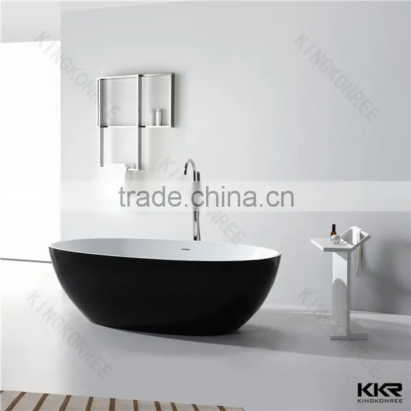Black Whirlpool Bathtub , Solid Surface Black Bathtub photo-3