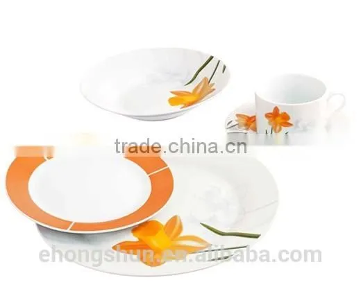 20pcs Coupe Porcelain Dinnerware Set, 4 Persons Tableware With Decal photo-3