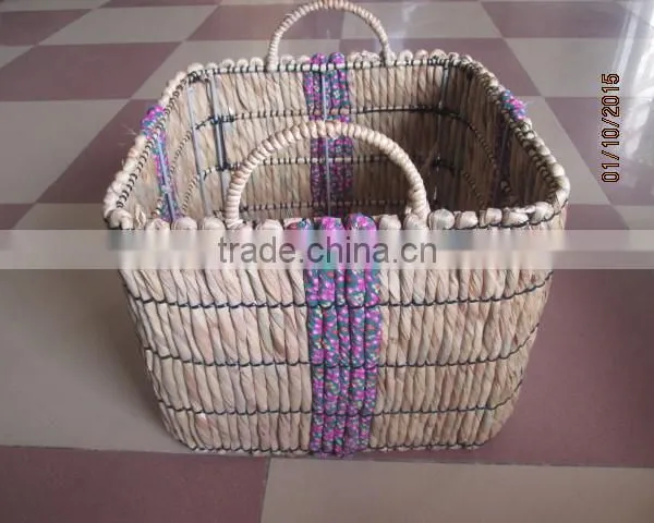 New Products! Water Hyacinth Basket/storage Basket With 2 Handle photo-5