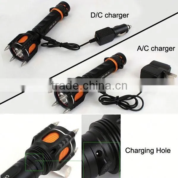 1196 Function 4 In 1-Alarm/Window Breaker 10W XML T6 Aluminum Material Led Flashlight photo-6