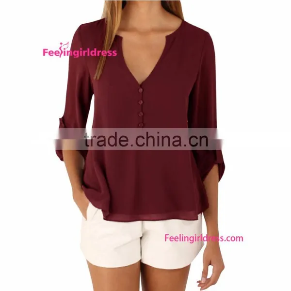 Latest Styles Office Wear Fashion Cutting Blouse for Ladies photo-3