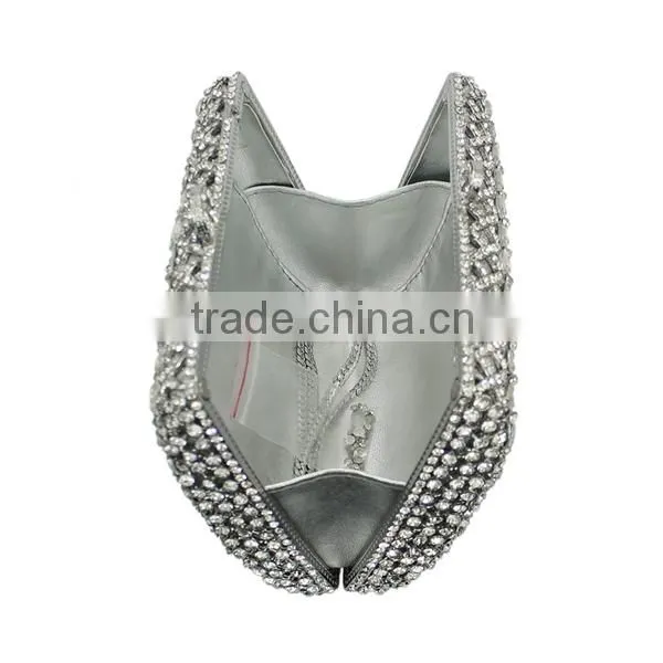 Silver Clutch Evening Bag Bridal Wedding Handbags Fancy Ladies Purse (88164A-S) photo-5