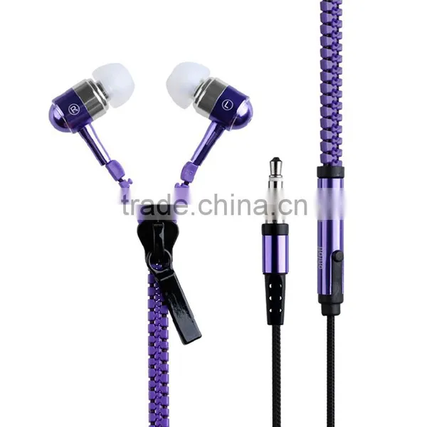Newest Design Hot Selling Zipper Headphones Zipper Earphone for Mobile Phone photo-5