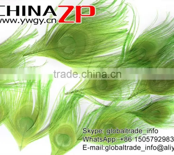 ZPDECOR Factory Bulk Sale Cheap Selling Dyed Lime Green Trimmed Short Peacock Feathers for DIY photo-4