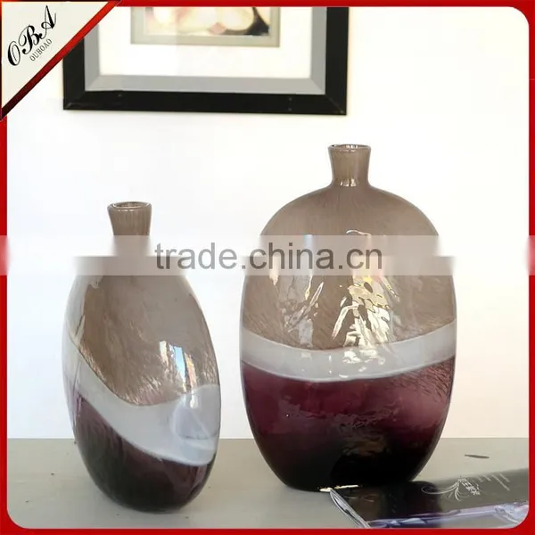 New Designed Mouth Blown Purple Round Arts Murano Glass Vase photo-4
