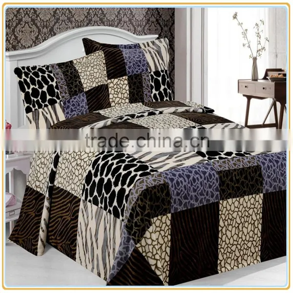 Queen, Black/Brown/White Patchwork 3 Pieces Bedding Set photo-3