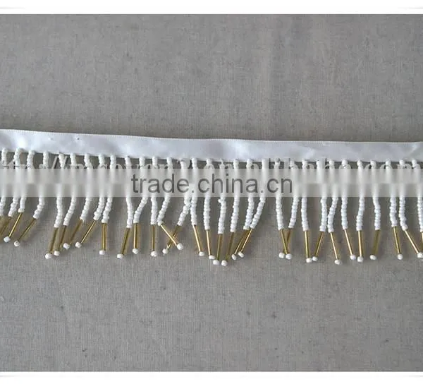 China Fashion White Beaded Fringe Trim Lampshade Beads Fringe for Decoration photo-3