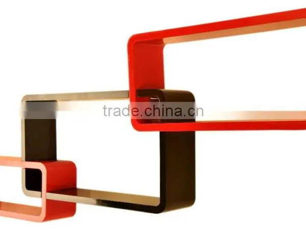 Kawachi 3 Retro Rectangle Wooden Rounded Floating Wall Storage Shelves photo-4
