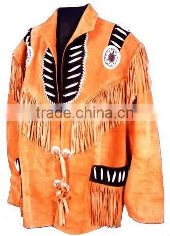 Light Orange Color Suede Leather Western Jacket