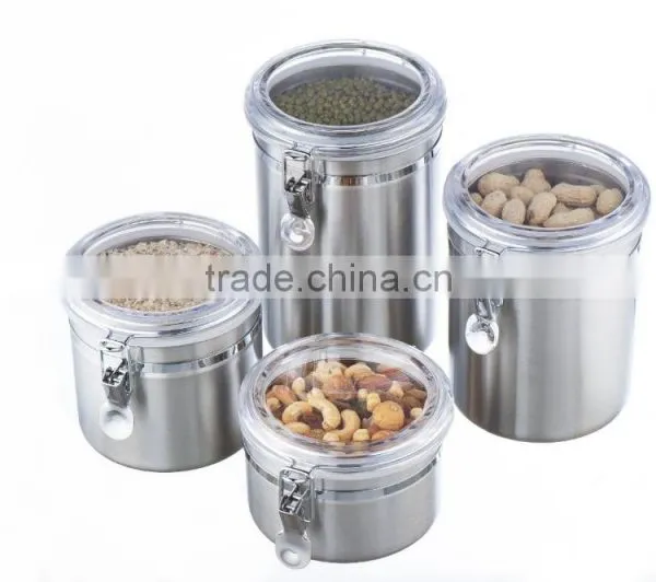 Stainless Steel Clear Top Can Jar Stackable Herbs Spice Canister With Clamp photo-5