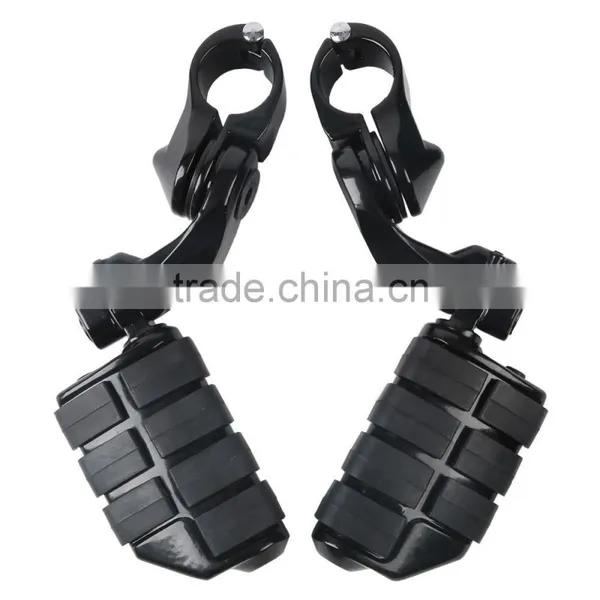 Black 360 Degree Adjustable Highway Foot Pegs Footpeg Footrests For 32mm photo-3