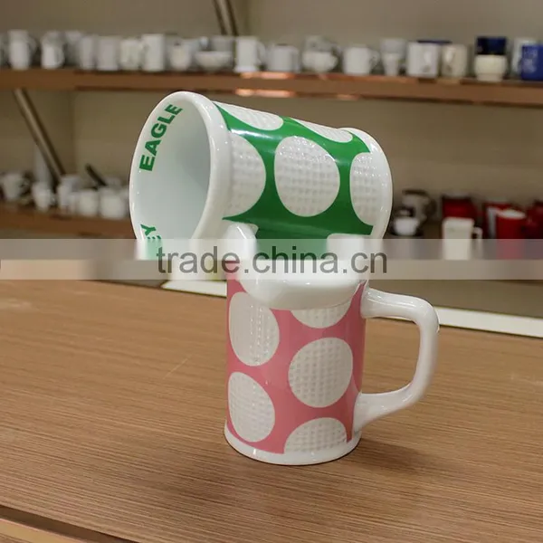 Christmas New Design Embossed 16oz Porcelain Drink Cup, Ceramic Coffee Mug photo-4