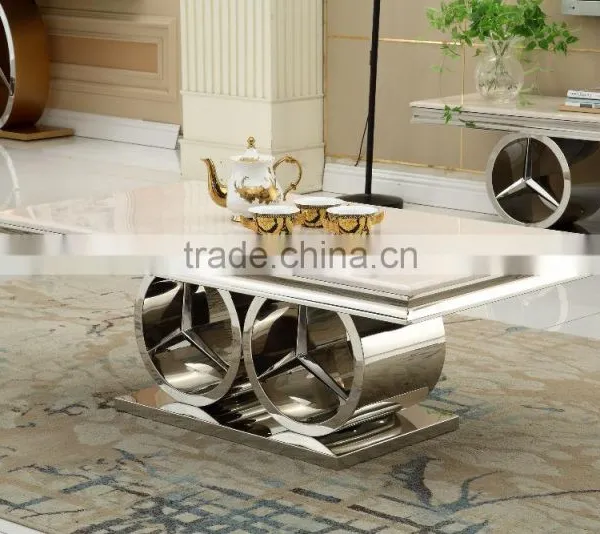 2016 Luxury Stainless Steel Dining Table/ Elegant Marble Dining Table for Wholesale AH068 photo-2