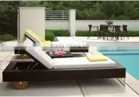 Outdoor Rattan Furniture Sun Lounger With Tea Table