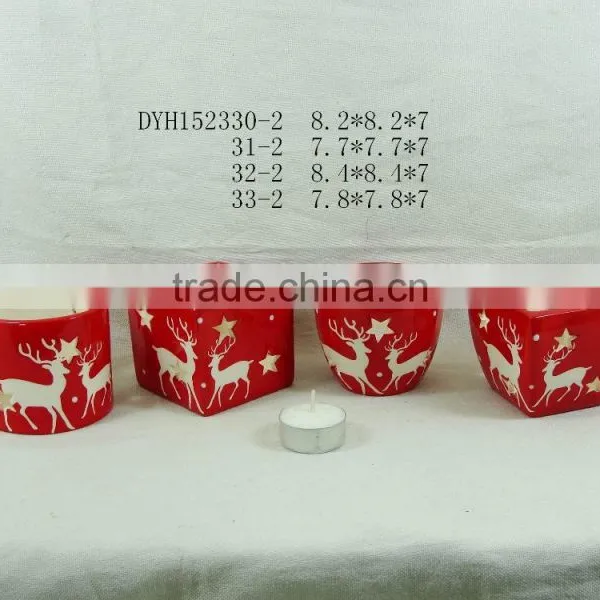 Round Ceramic Candle Holders Chirstmas Decorations photo-3