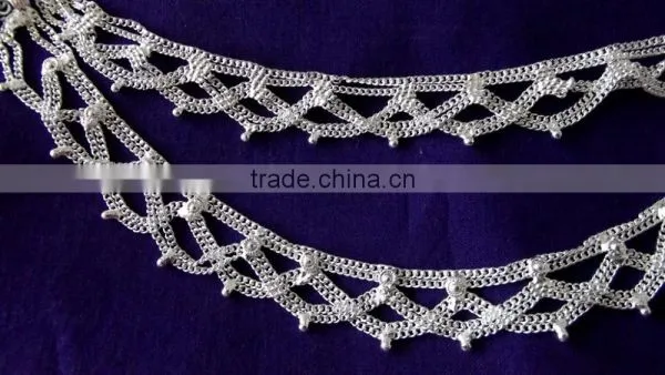 SILVER TONE Chain Payal ANKLETS Feet Bracelet PAIR photo-2
