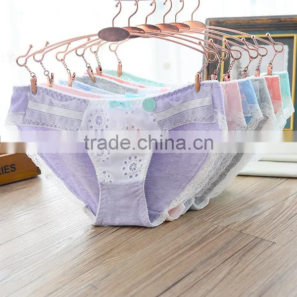 Women's Cheap Cute Cotton Lace Hipster Panty Pants Young Girls Cotton Briefs photo-2