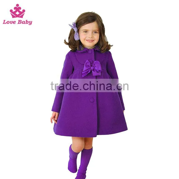 Baby Autumn Woollen Coat Single-breasted Bowknot Kids Wool Jacket Baby Cloak photo-3