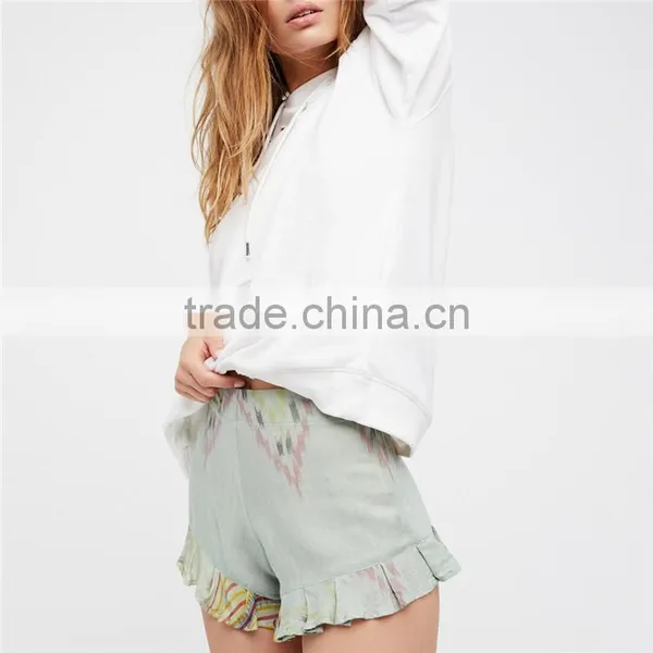 Summer Rayon High Rise Shimmering Cute Boho Ruffle Icing Shorts photo-2