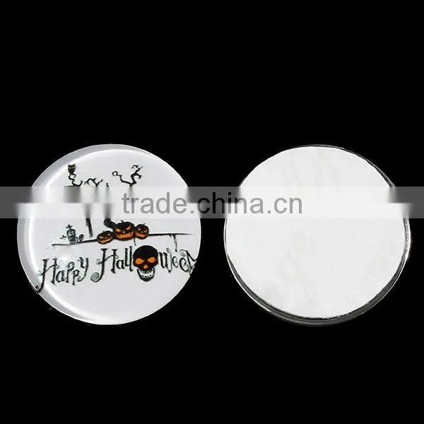 Glass Dome Seals Cabochons Round Flatback Black & White Halloween Grave Pumpkin Tree " Happy Halloween " Transparent 20mm Dia photo-3