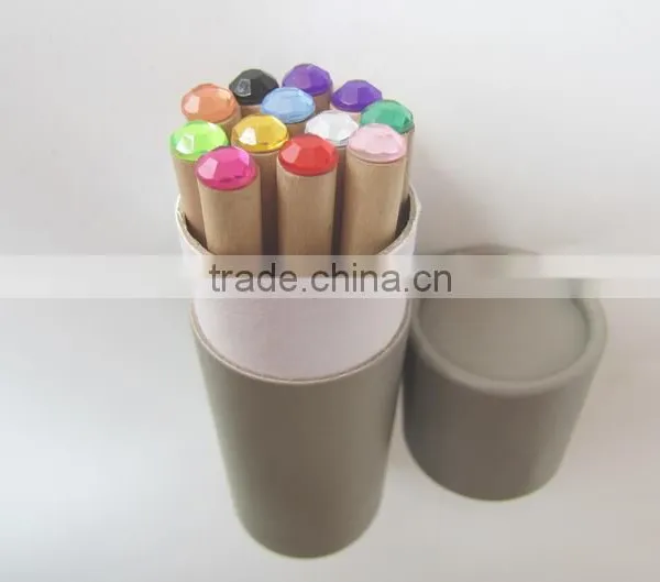 3.5''HB natural pencils wih diamond in paper tube